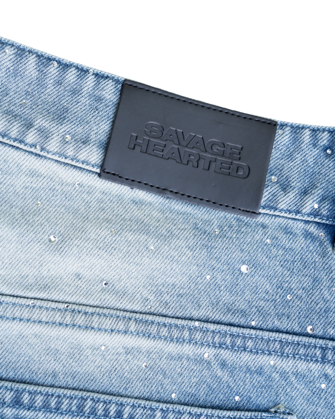 Savage hearted Rhinestone Blue Jean shorts