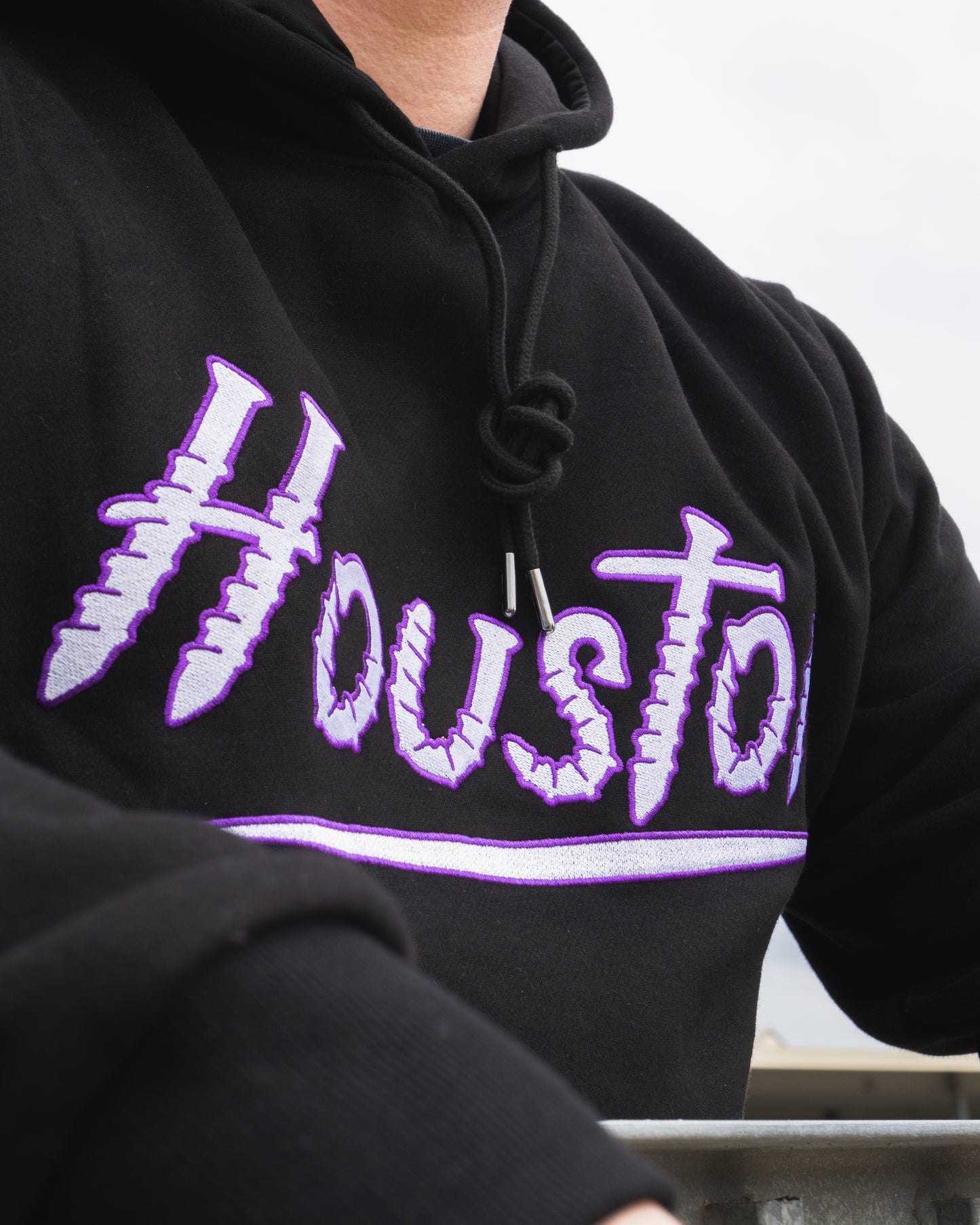 Houston screws embroidered hoodie Black, White & Purple