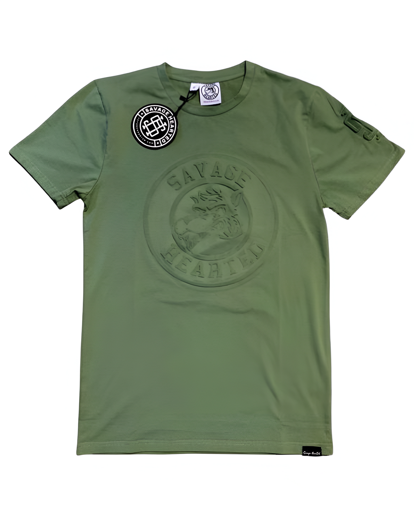 Savage Hearted Logo Embossed Premium Shirt (Army Green)