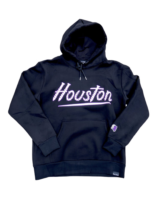Houston screws embroidered hoodie Black, White & Purple
