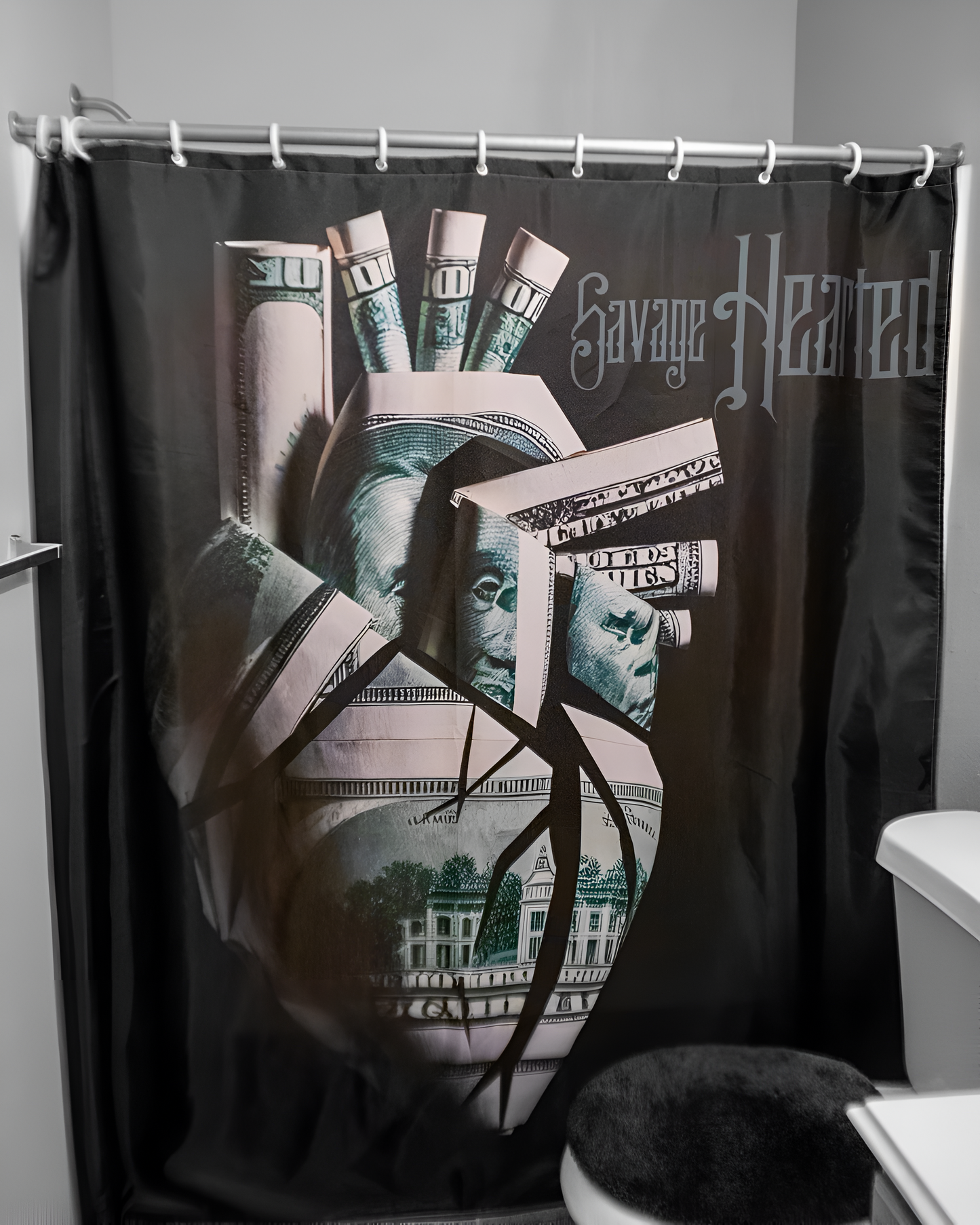 Heart full of money Shower Curtain