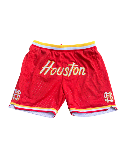 Houston - Premium mesh Shorts Red, Yellow & White