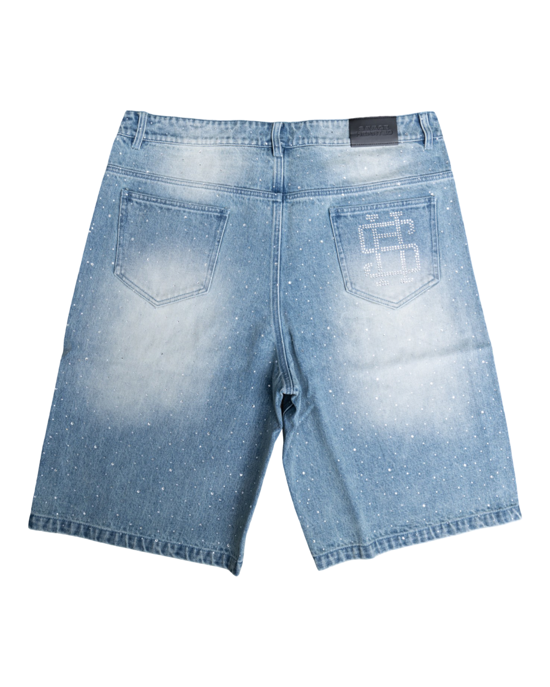 Savage hearted Rhinestone Blue Jean shorts