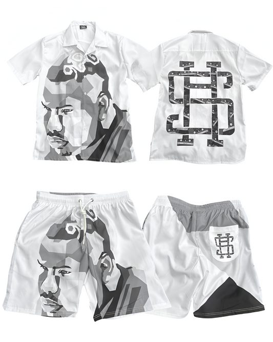Dj screw Button up collard shirt with shorts