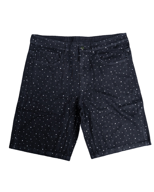 Savage hearted Rhinestone BlK Jean shorts