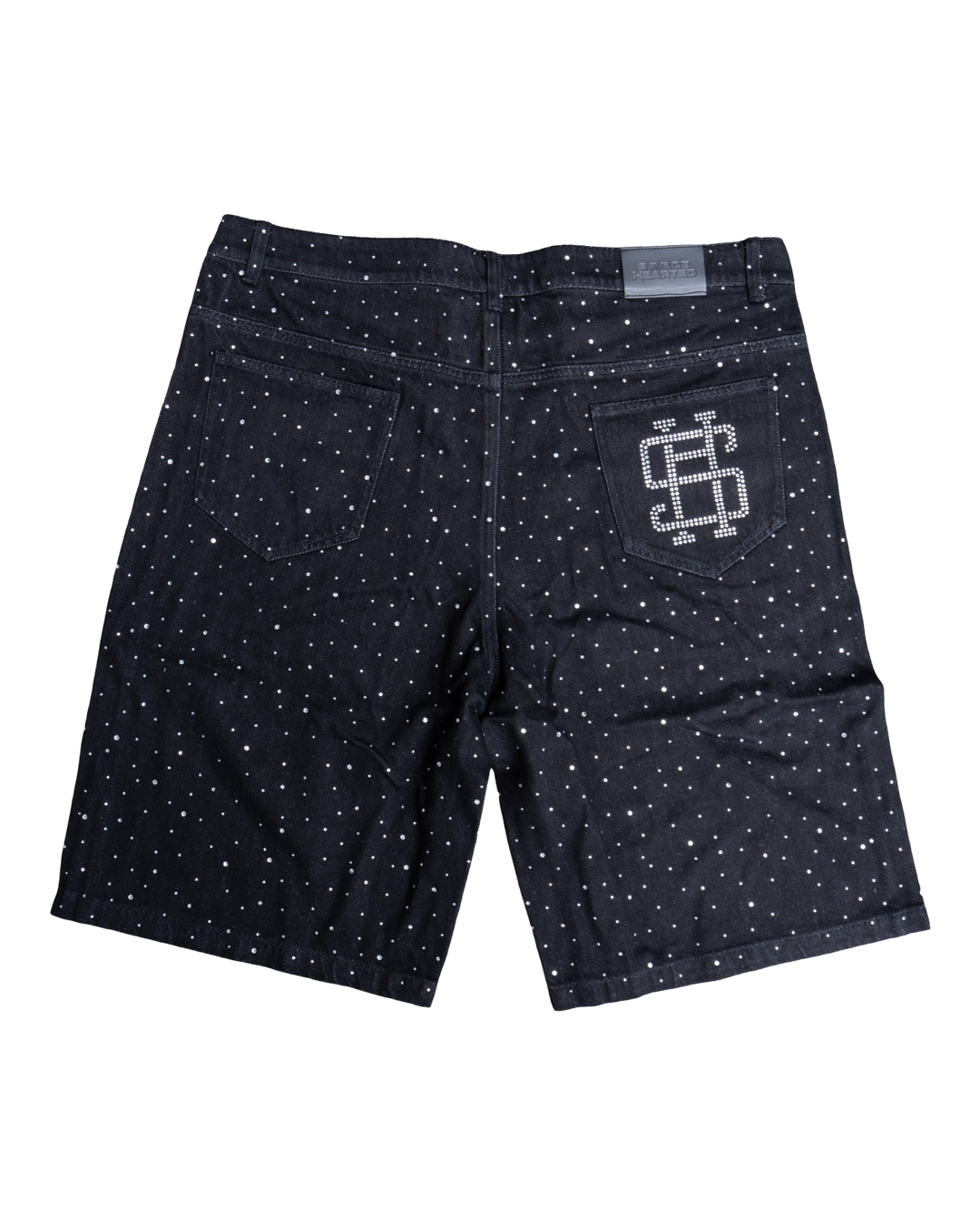 Savage hearted Rhinestone BlK Jean shorts