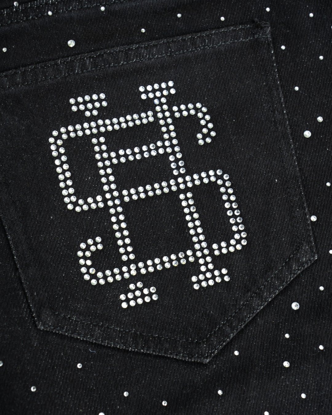 Savage hearted Rhinestone BlK Jean shorts