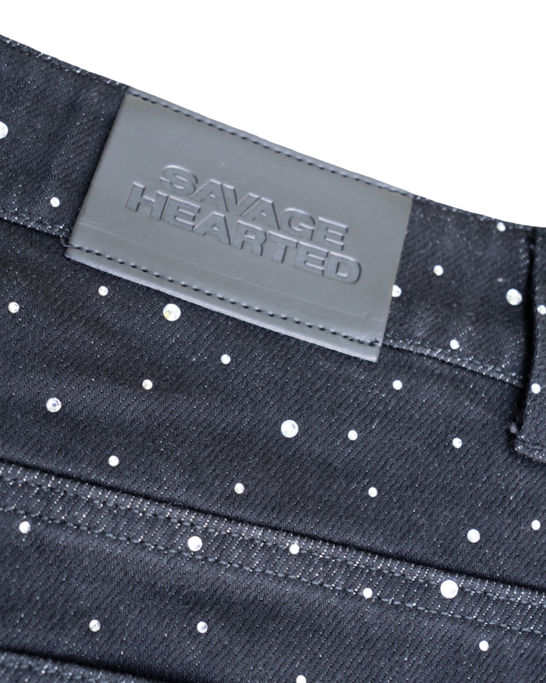 Savage hearted Rhinestone BlK Jean shorts