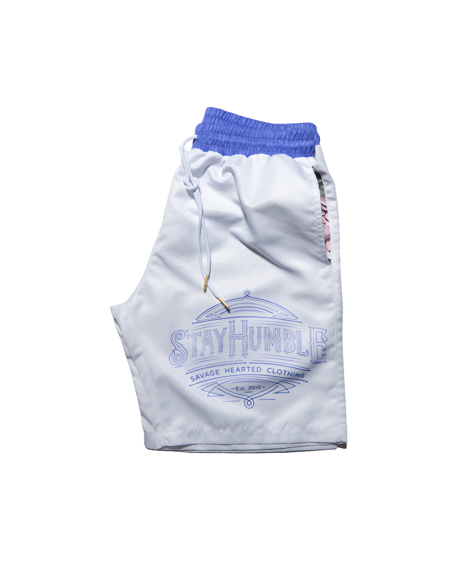 Stay Humble Shorts White & Blue