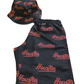 Houston Screws Shorts combo Black Red & Gray with bucket hat