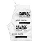 Savage Hearted Logo  Short ( white with blk letters)